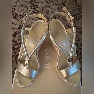 Michael Kors Gold Strappy Sandals with Minimalist Design